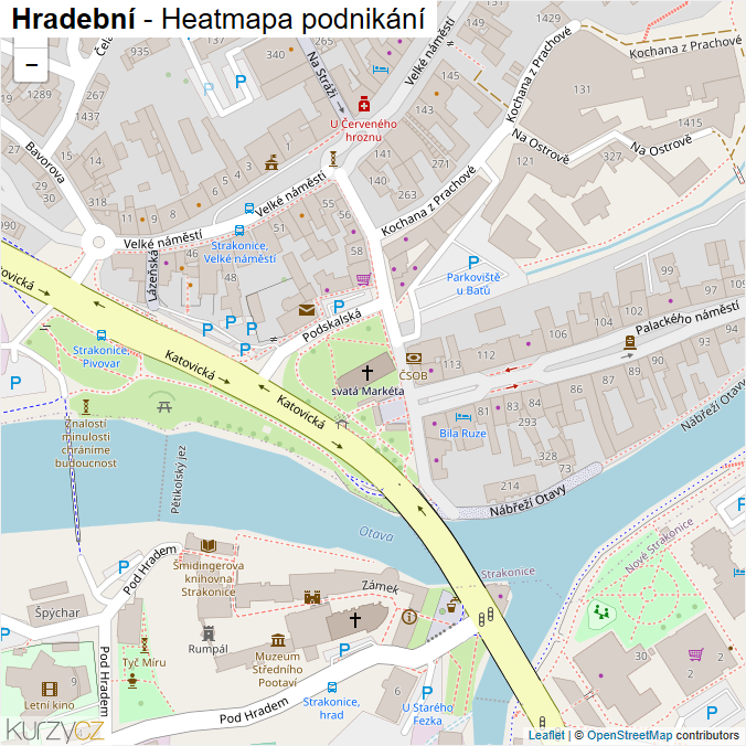 Mapa Hradební - Firmy v ulici.