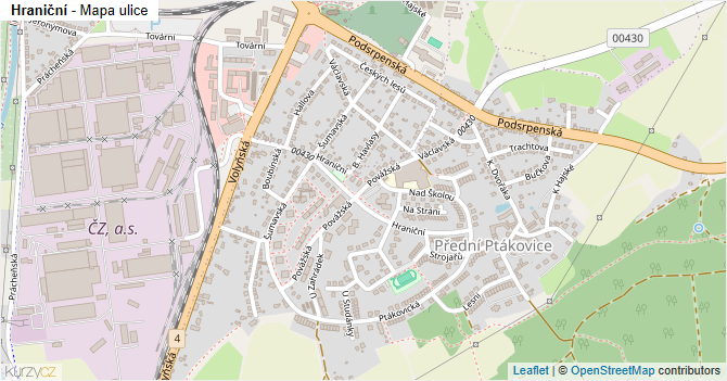 Hraniční - mapa ulice