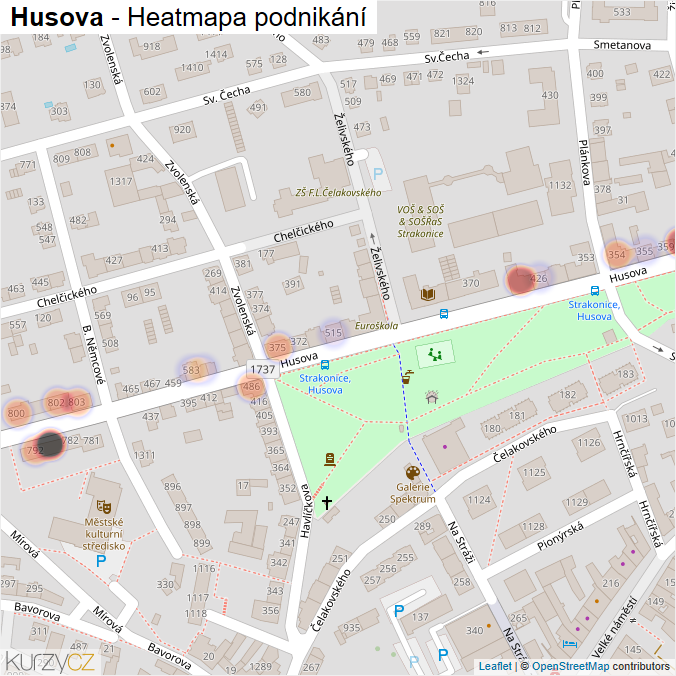 Mapa Husova - Firmy v ulici.