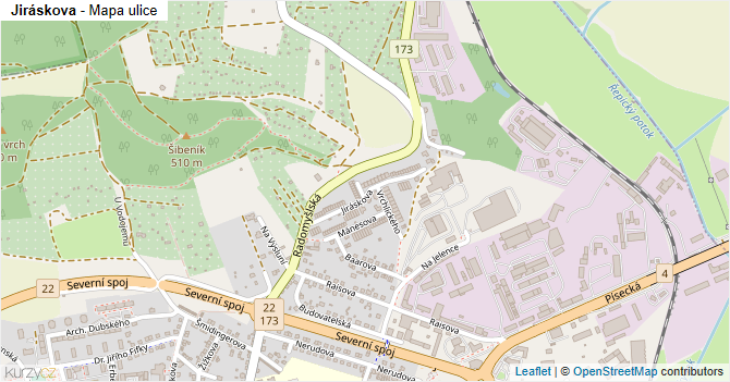 Jiráskova - mapa ulice