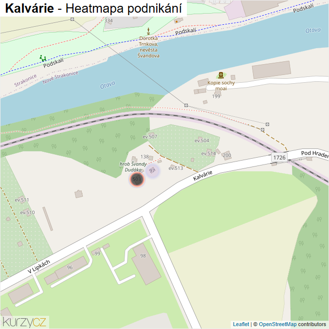 Mapa Kalvárie - Firmy v ulici.