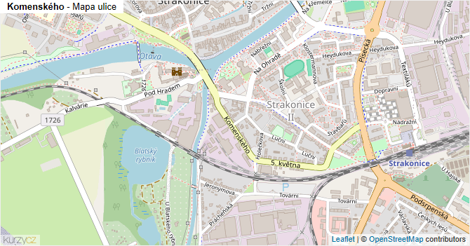 Komenského - mapa ulice