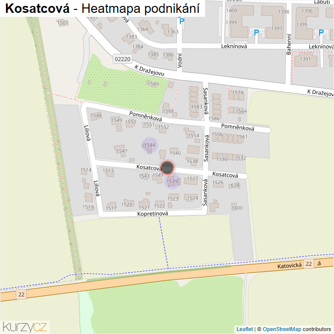 Mapa Kosatcová - Firmy v ulici.