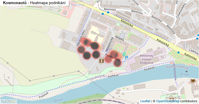 Kosmonautů - mapa podnikání