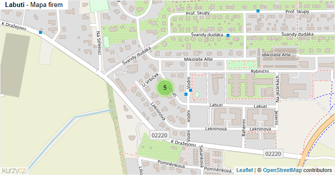 Labutí - mapa firem