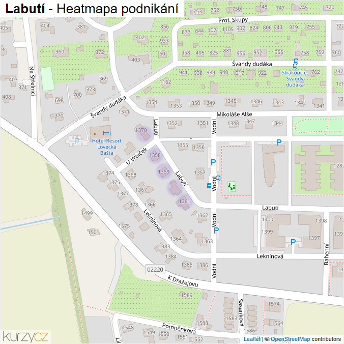 Mapa Labutí - Firmy v ulici.