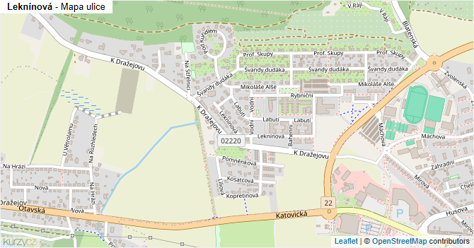 Leknínová - mapa ulice