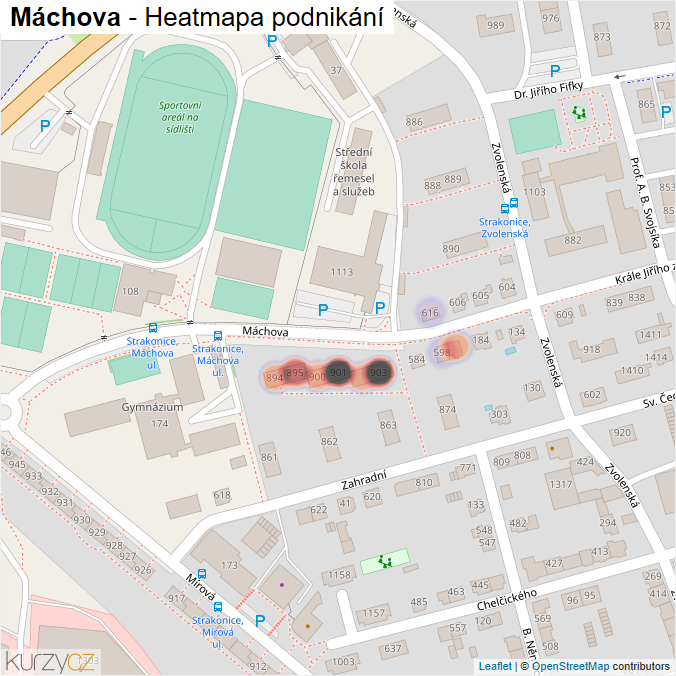 Mapa Máchova - Firmy v ulici.