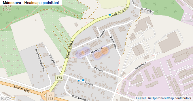Mánesova - mapa podnikání