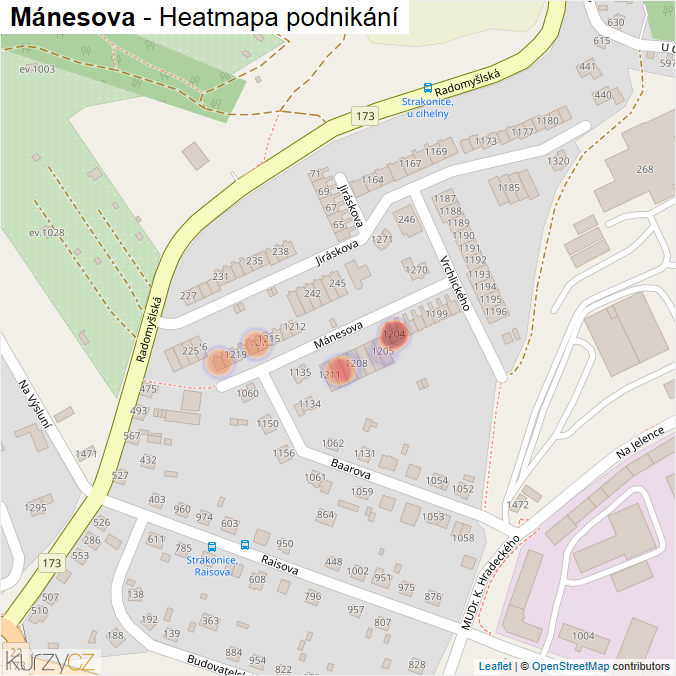 Mapa Mánesova - Firmy v ulici.