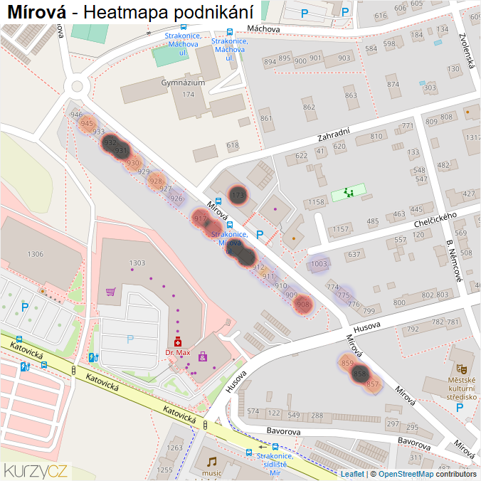 Mapa Mírová - Firmy v ulici.