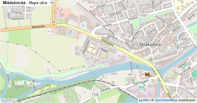 Mládežnická - mapa ulice