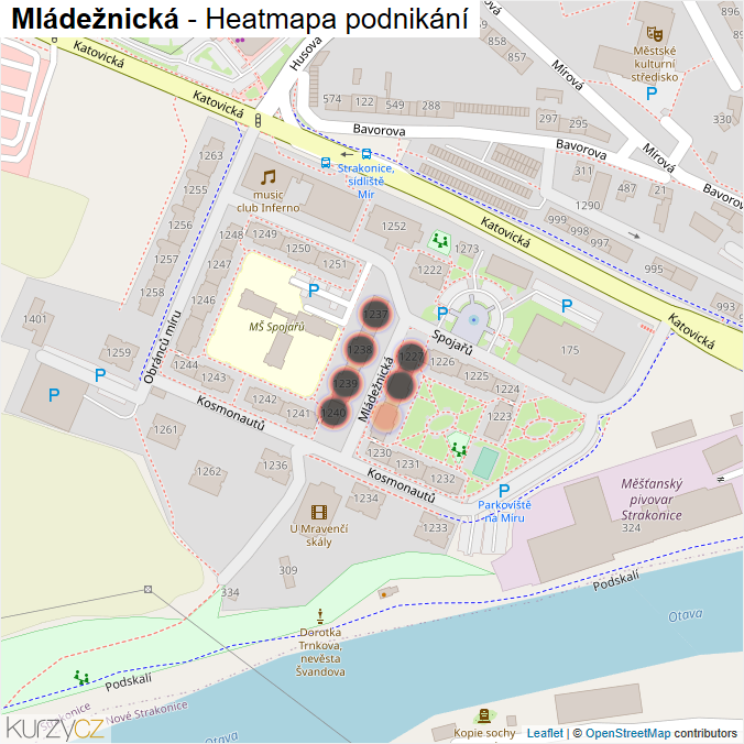 Mapa Mládežnická - Firmy v ulici.