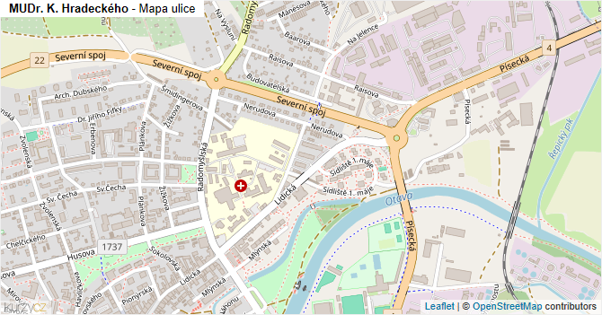 MUDr. K. Hradeckého - mapa ulice
