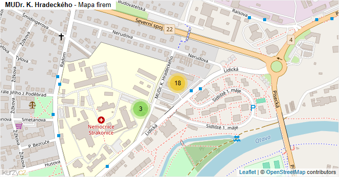MUDr. K. Hradeckého - mapa firem