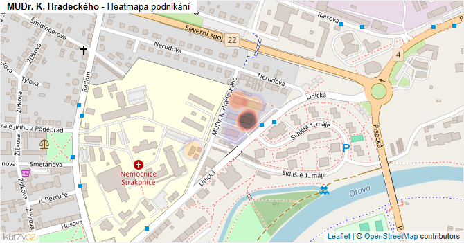 MUDr. K. Hradeckého - mapa podnikání