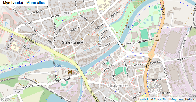 Myslivecká - mapa ulice