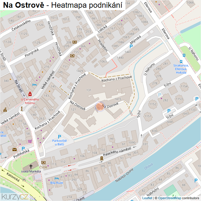 Mapa Na Ostrově - Firmy v ulici.