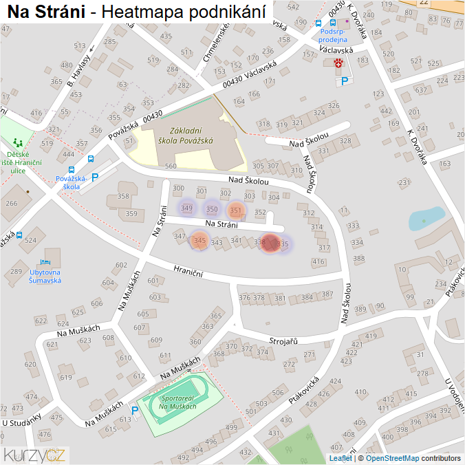 Mapa Na Stráni - Firmy v ulici.