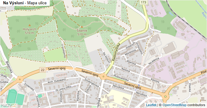 Na Výsluní - mapa ulice