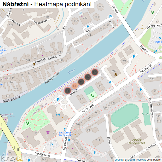 Mapa Nábřežní - Firmy v ulici.