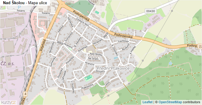 Nad Školou - mapa ulice