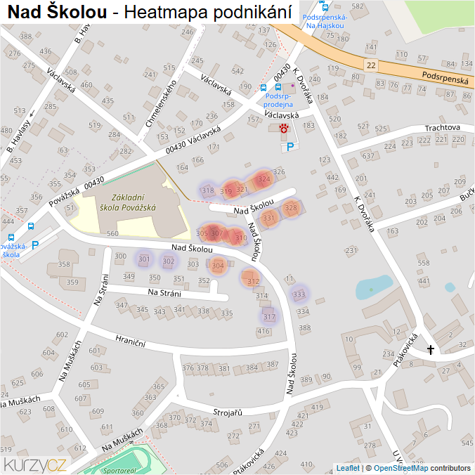 Mapa Nad Školou - Firmy v ulici.