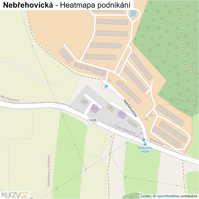 Mapa Nebřehovická - Firmy v ulici.