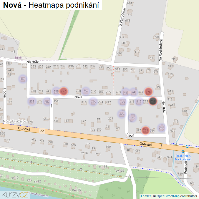 Mapa Nová - Firmy v ulici.