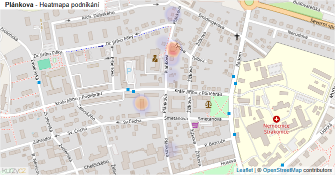 Plánkova - mapa podnikání