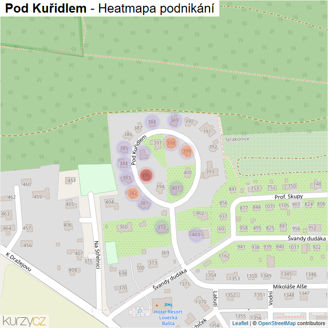 Mapa Pod Kuřidlem - Firmy v ulici.