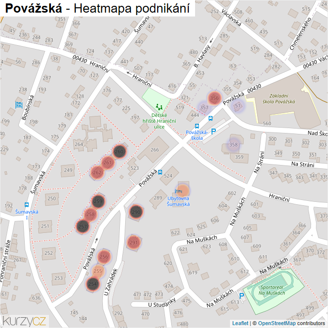 Mapa Povážská - Firmy v ulici.