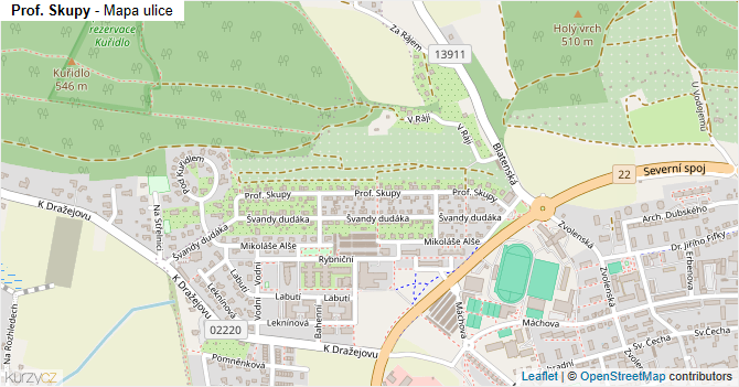 Prof. Skupy - mapa ulice