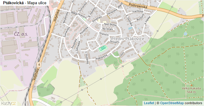 Ptákovická - mapa ulice