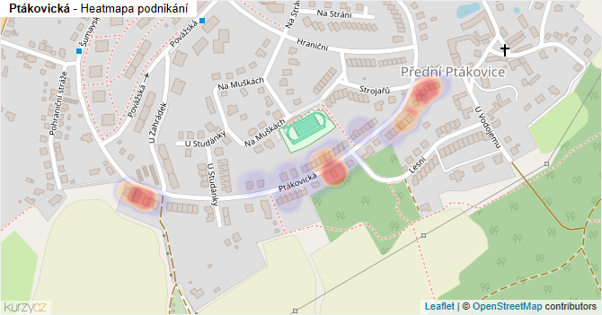 Ptákovická - mapa podnikání
