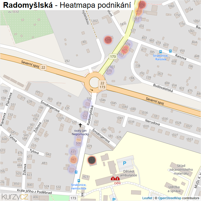 Mapa Radomyšlská - Firmy v ulici.