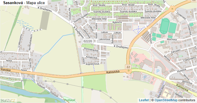 Sasanková - mapa ulice