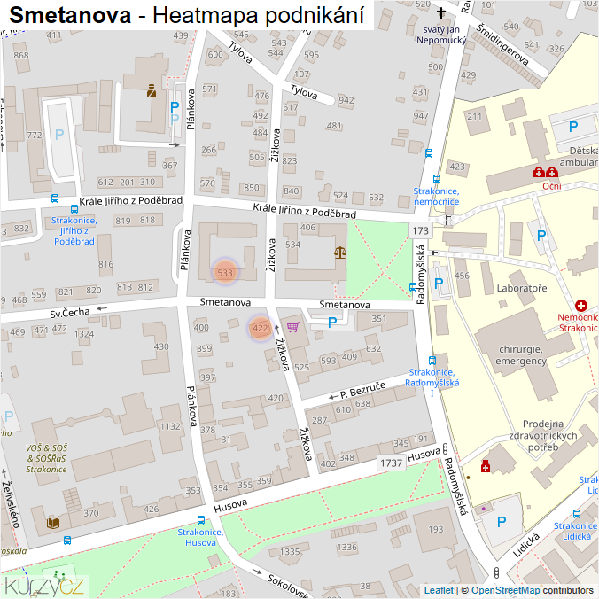Mapa Smetanova - Firmy v ulici.