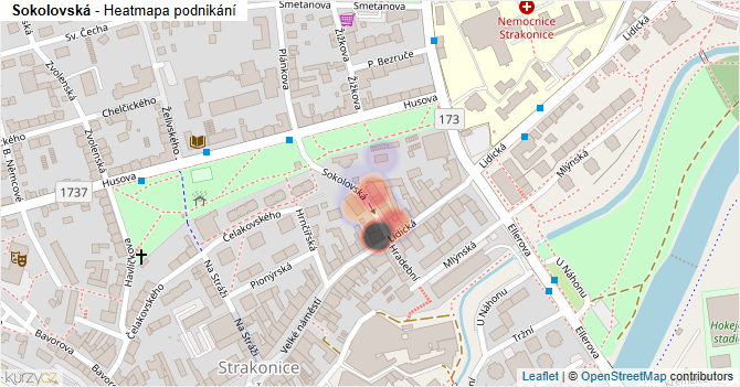 Sokolovská - mapa podnikání
