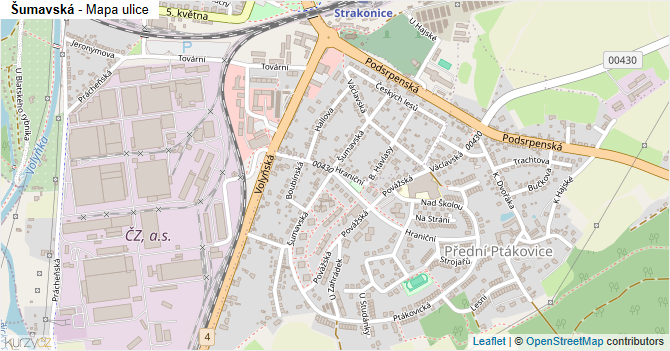Šumavská - mapa ulice