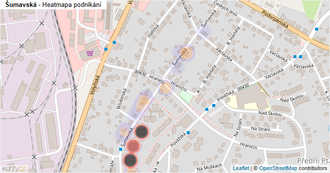 Šumavská - mapa podnikání