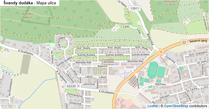 Švandy dudáka - mapa ulice