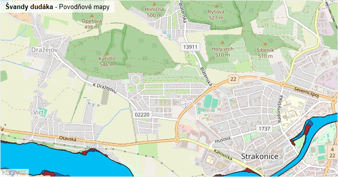 Švandy dudáka - záplavové mapy stoleté vody