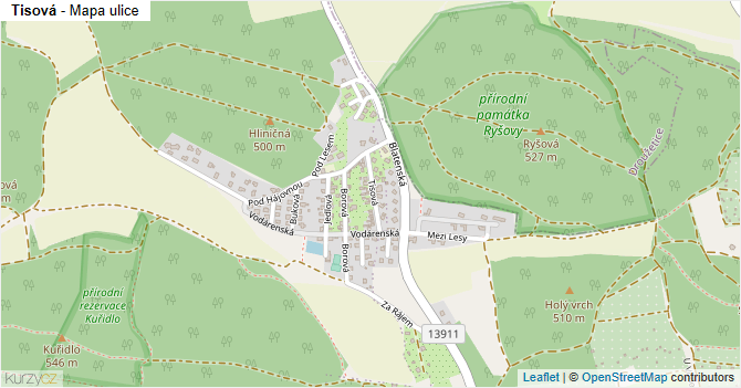 Tisová - mapa ulice