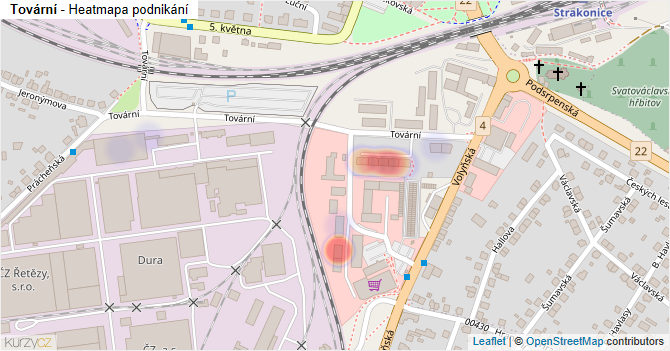 Tovární - mapa podnikání
