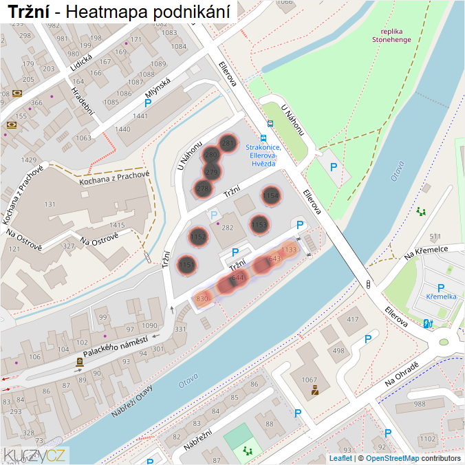 Mapa Tržní - Firmy v ulici.