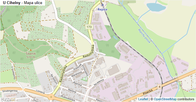 U Cihelny - mapa ulice