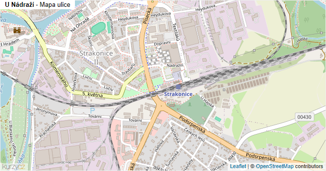 U Nádraží - mapa ulice