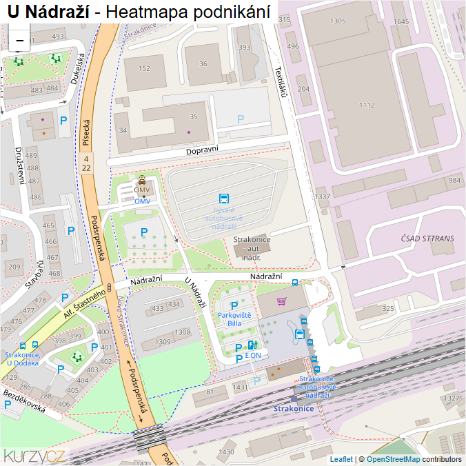 Mapa U Nádraží - Firmy v ulici.