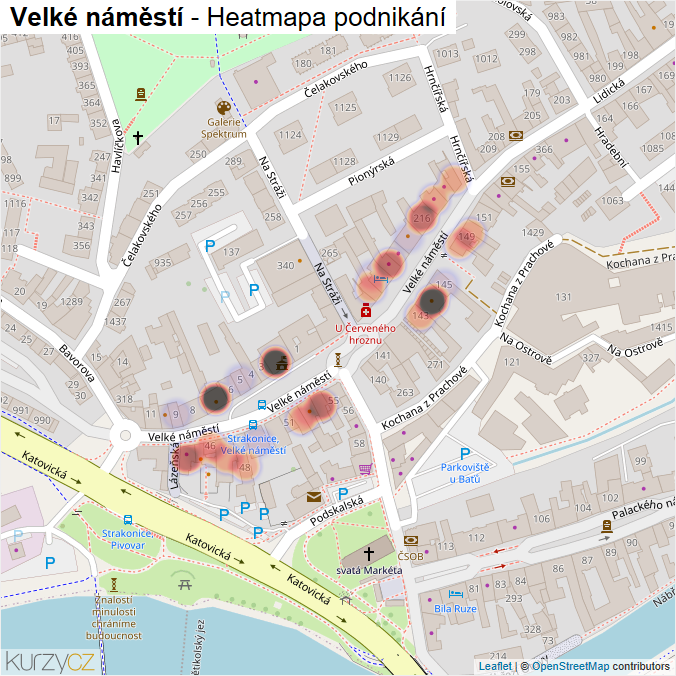 Mapa Velké náměstí - Firmy v ulici.